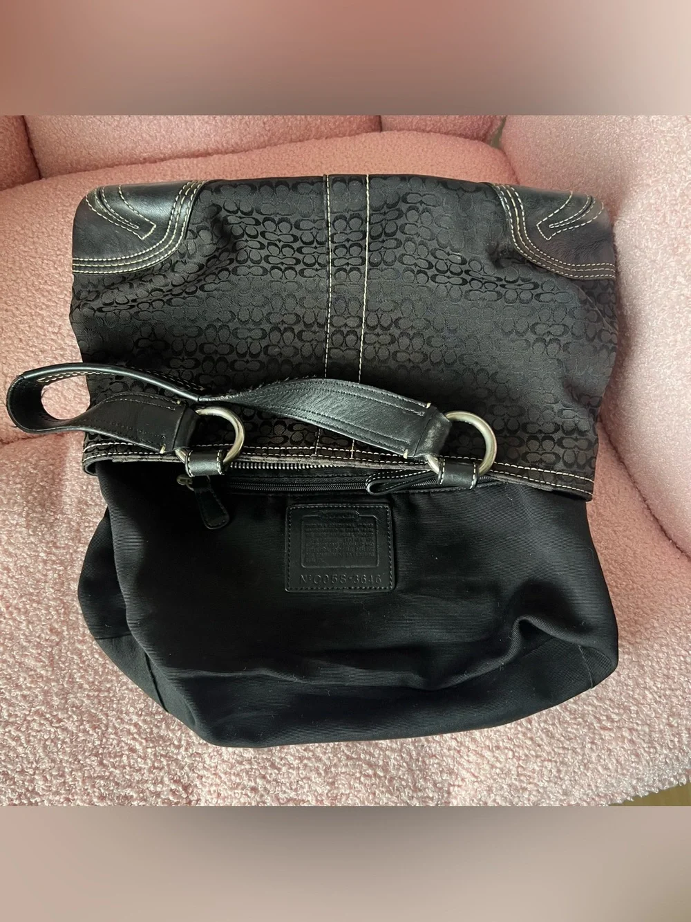 Vintage Coach Soho Signature C Jacquard and Leather Shoulder Bag